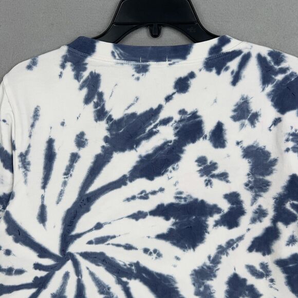 J Crew Sweatshirt Womens Medium Blue White Tie Dye Crew Casual Lounge Coastal - Picture 8 of 14